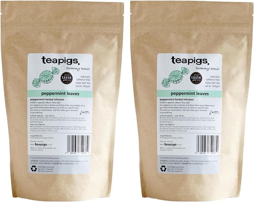 teapigs Peppermint Leaves Herbal Tea - Whole Leaves, Supports Digestion | 200g (Pack of 2)