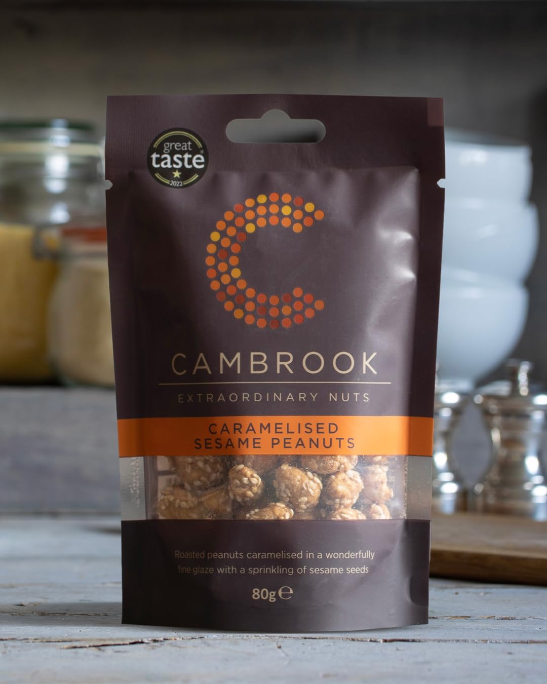Cambrook Caramelised Sesame Peanuts - 80g Bags, Pack of 12 3
