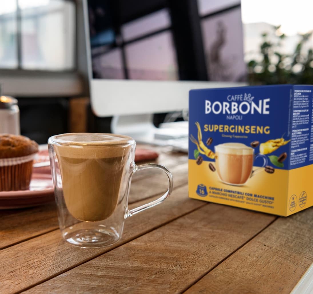 Caffè Borbone SuperGinseng Capsules - 64 Count | Dolce Gusto Compatible | Ginseng Coffee Blend 3