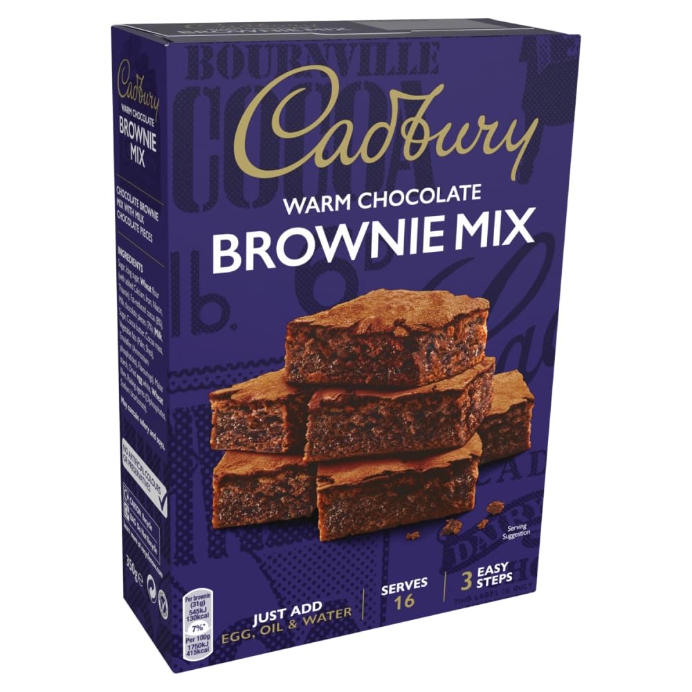 Cadbury Chocolate Brownie Mix - Easy 3-Step Baking, Fudgy Centre | 350g (Pack of 5) 3