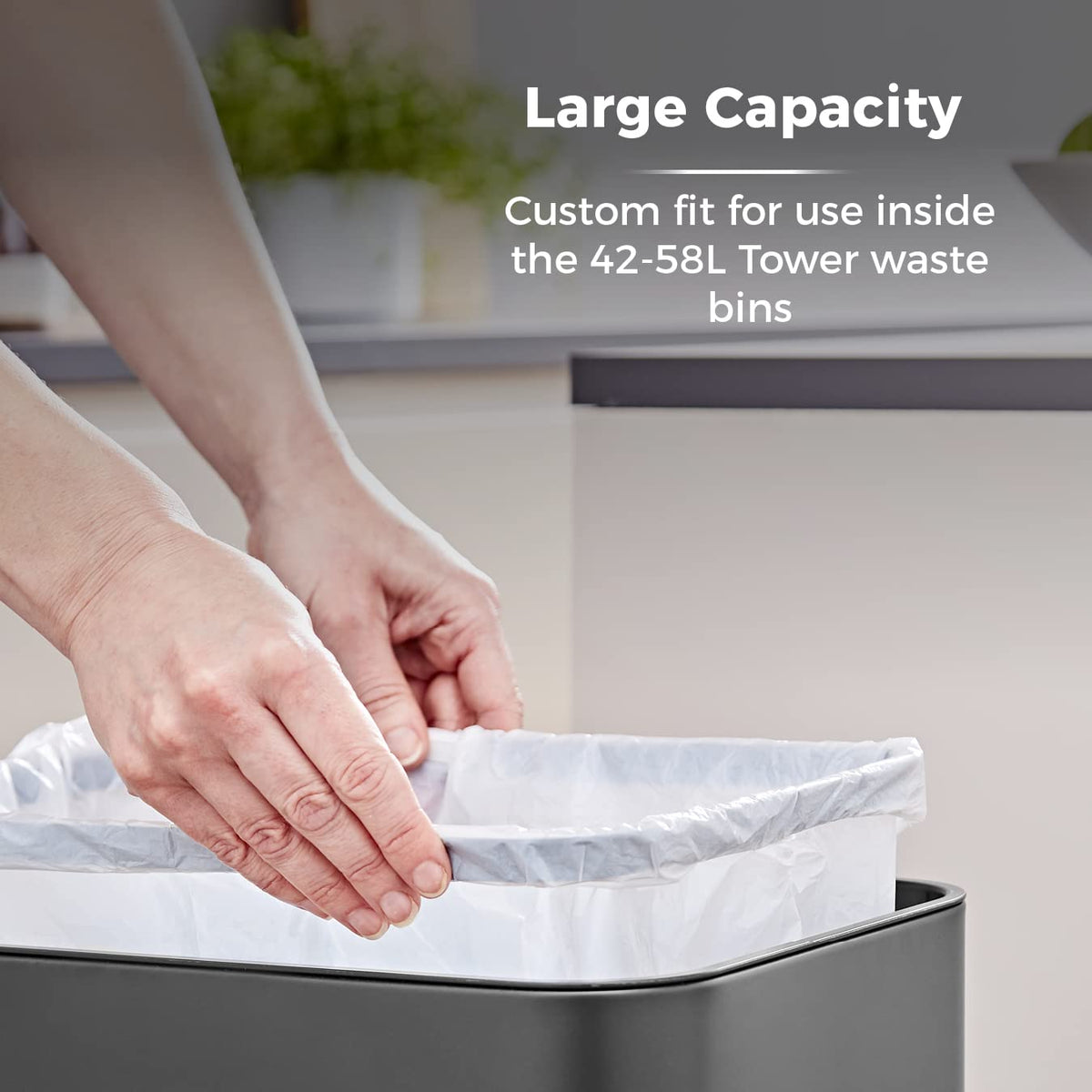 Tower Heavy Duty Drawstring Bin Liners - Lemon Scented | 40 Count | 58L Capacity 4
