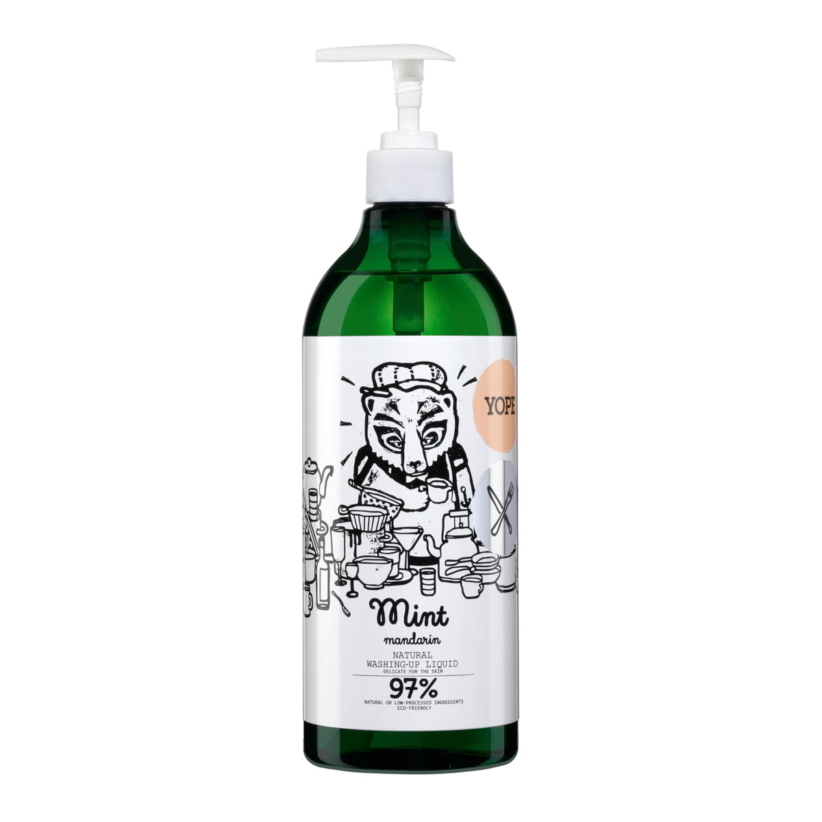 Yope Natural Washing-Up Liquid - Mint & Mandarin Scent | 750 ml | Vegan & Cruelty-Free