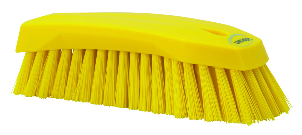 Vikan Hard Hand Brush - Yellow, Large (200mm) | Polypropylene