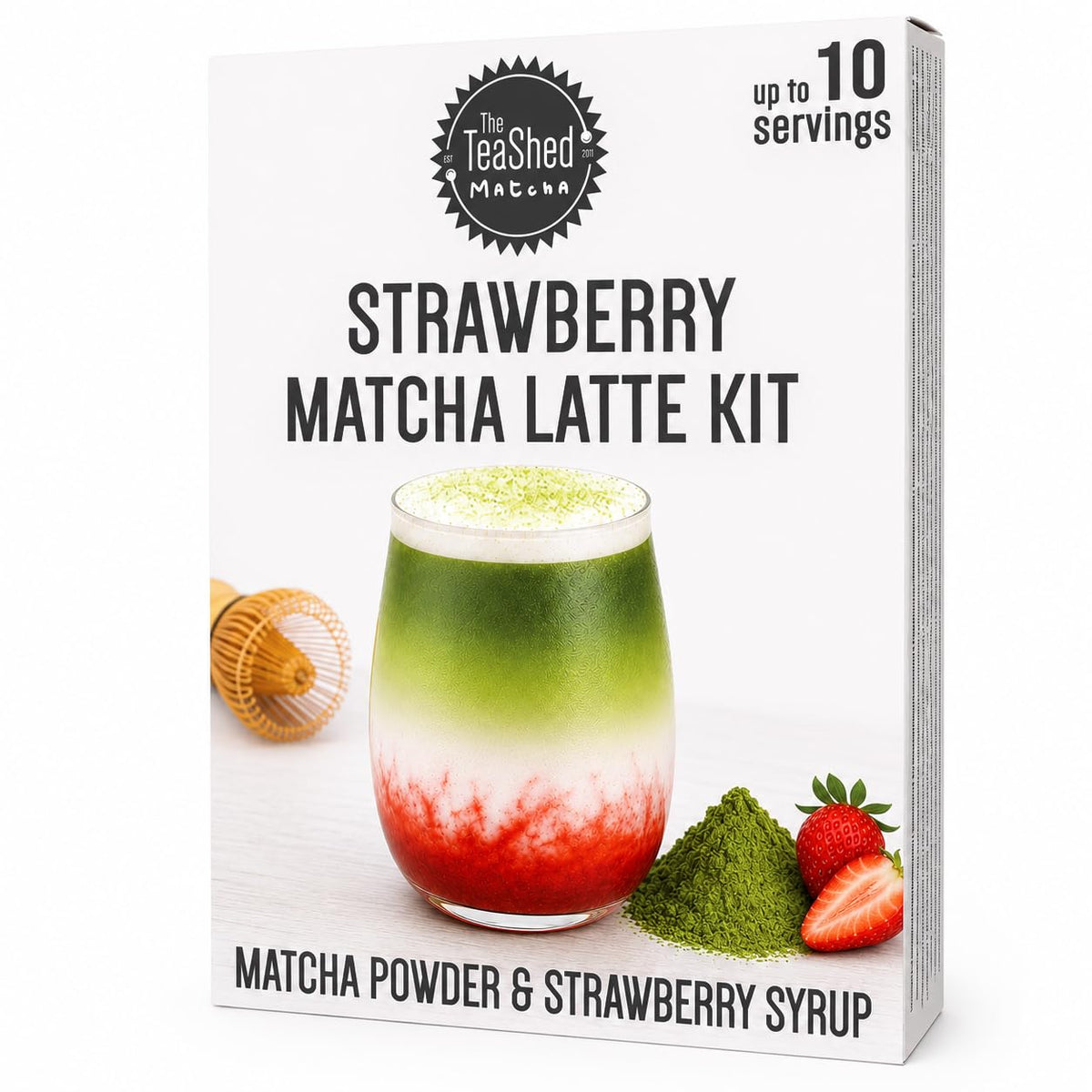 The TeaShed Strawberry Matcha Latte Kit - Makes 10 Drinks | 150g Pack | Vegan & Gluten Free