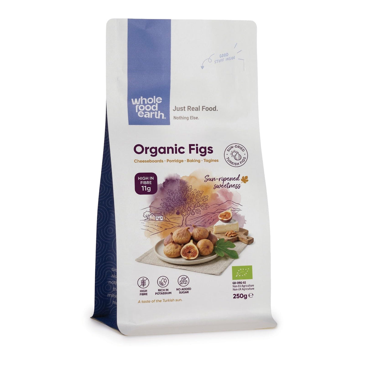 Wholefood Earth Organic Dried Figs - 250g | Raw | Sundried | Non-GMO