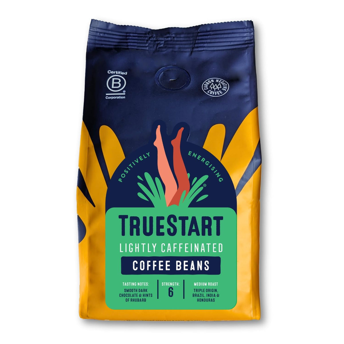 TRUESTART Half Caf Whole Coffee Beans - Lightly Caffeinated, Medium Roast, 200g 1