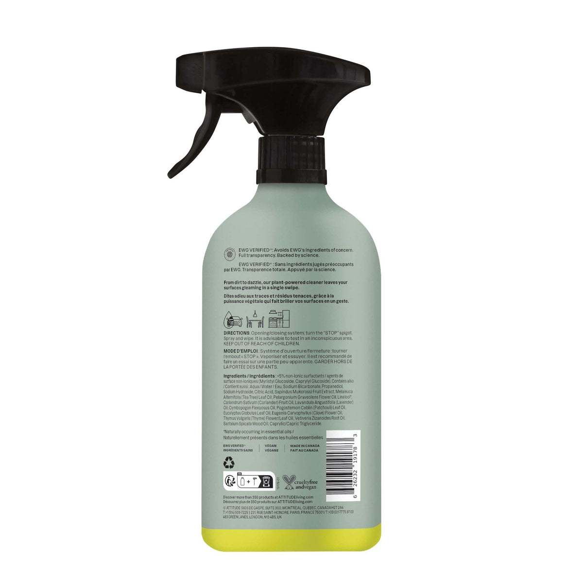 ATTITUDE All-Purpose Cleaner Spray - EWG Verified, Streak-Free Finish, Geranium & Lemongrass Scent, 770 ml 7