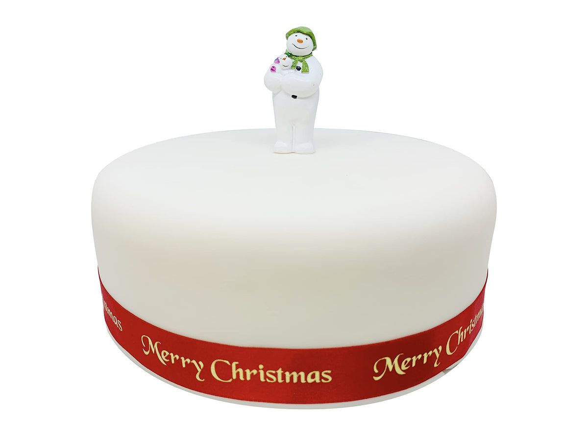 Anniversary House Snowman and Snowdog Cake Topper - Hand-Painted Resin Figure, 6.5cm