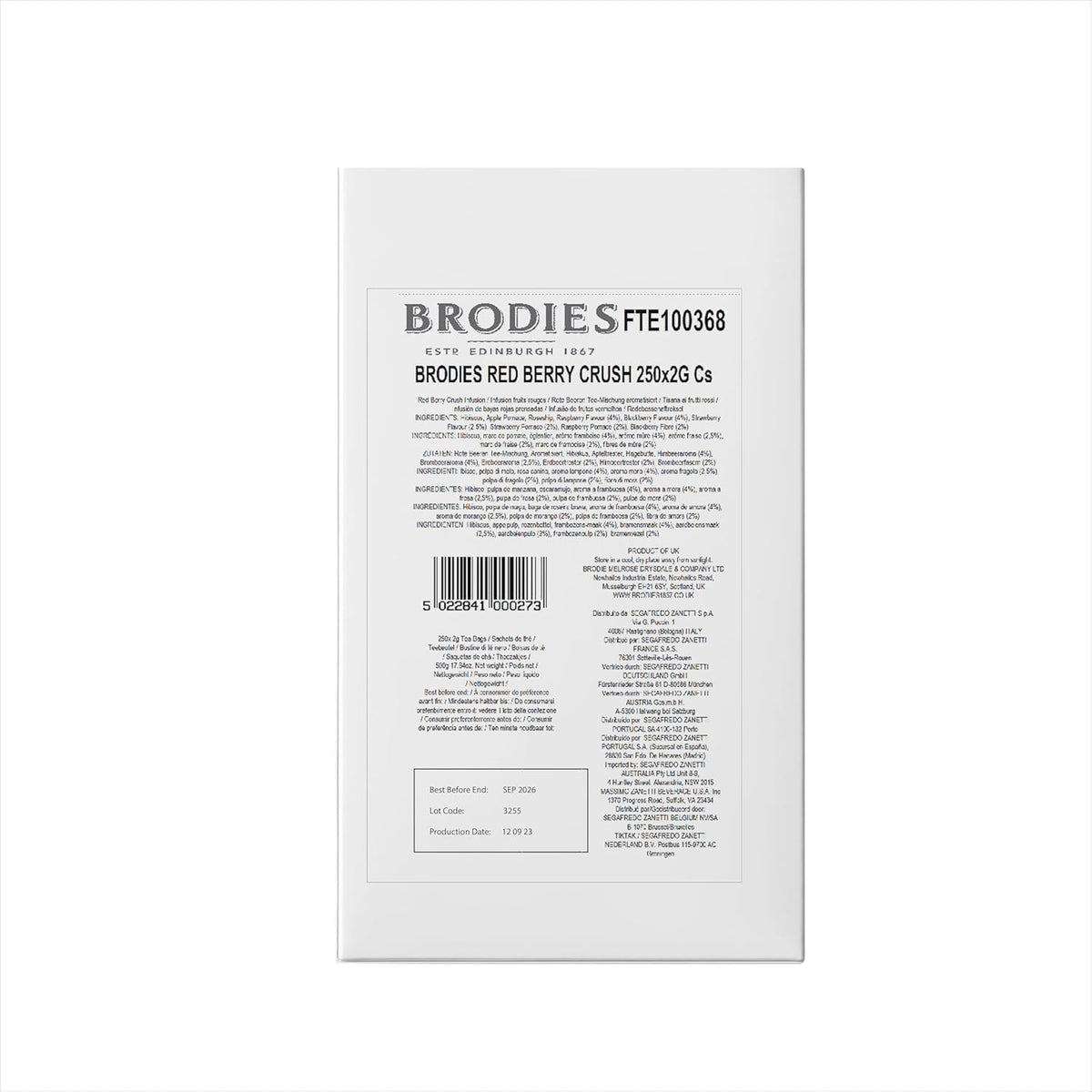 Brodies Red Berry Crush Fruit Tea - Caffeine-Free, 250 Teabags 7