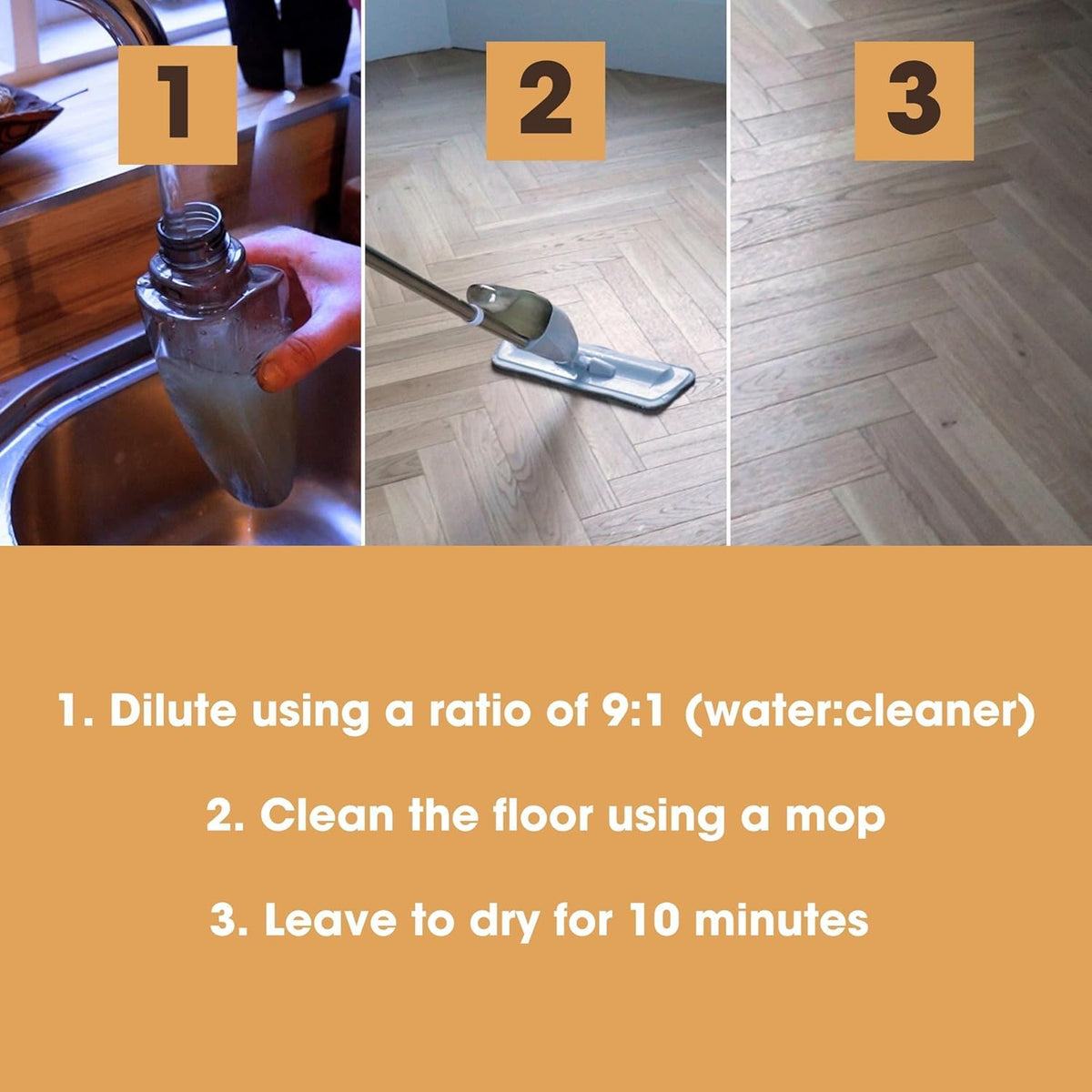 Furniture Clinic Wood Floor Cleaner - Concentrated Formula | 500ml Bottle Makes 5 Litres | Orange Scent 4