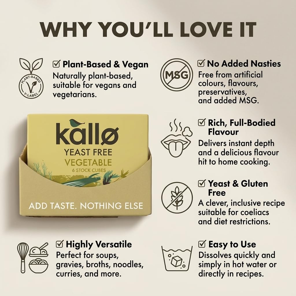 Kallo Yeast-Free Vegetable Stock Cubes - Gluten Free, Vegan, Coeliac Friendly | 90 Cubes | 66g 3