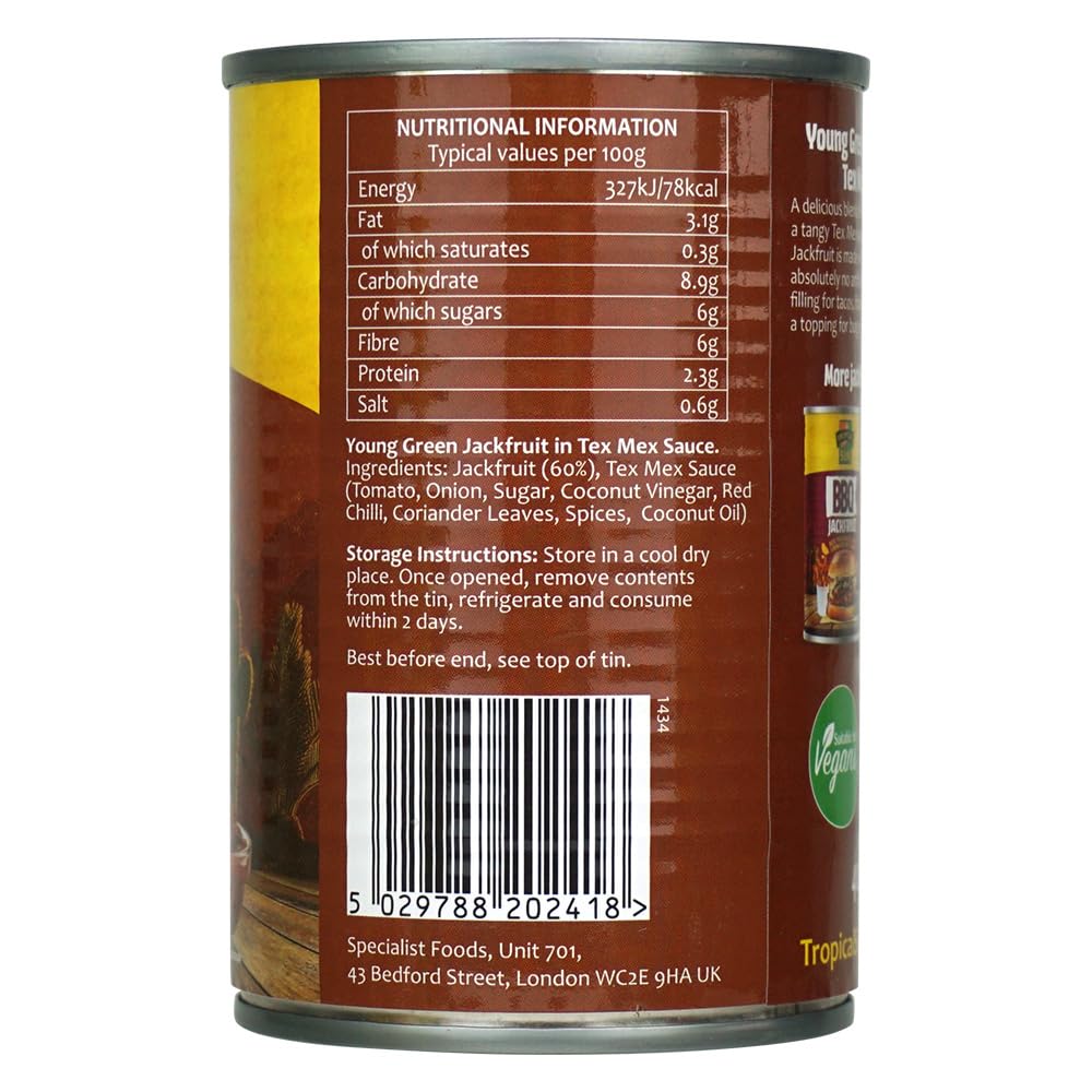 Tropical Sun Ready-to-Eat Tex Mex Jackfruit - 400g | Vegan & Vegetarian Friendly 3