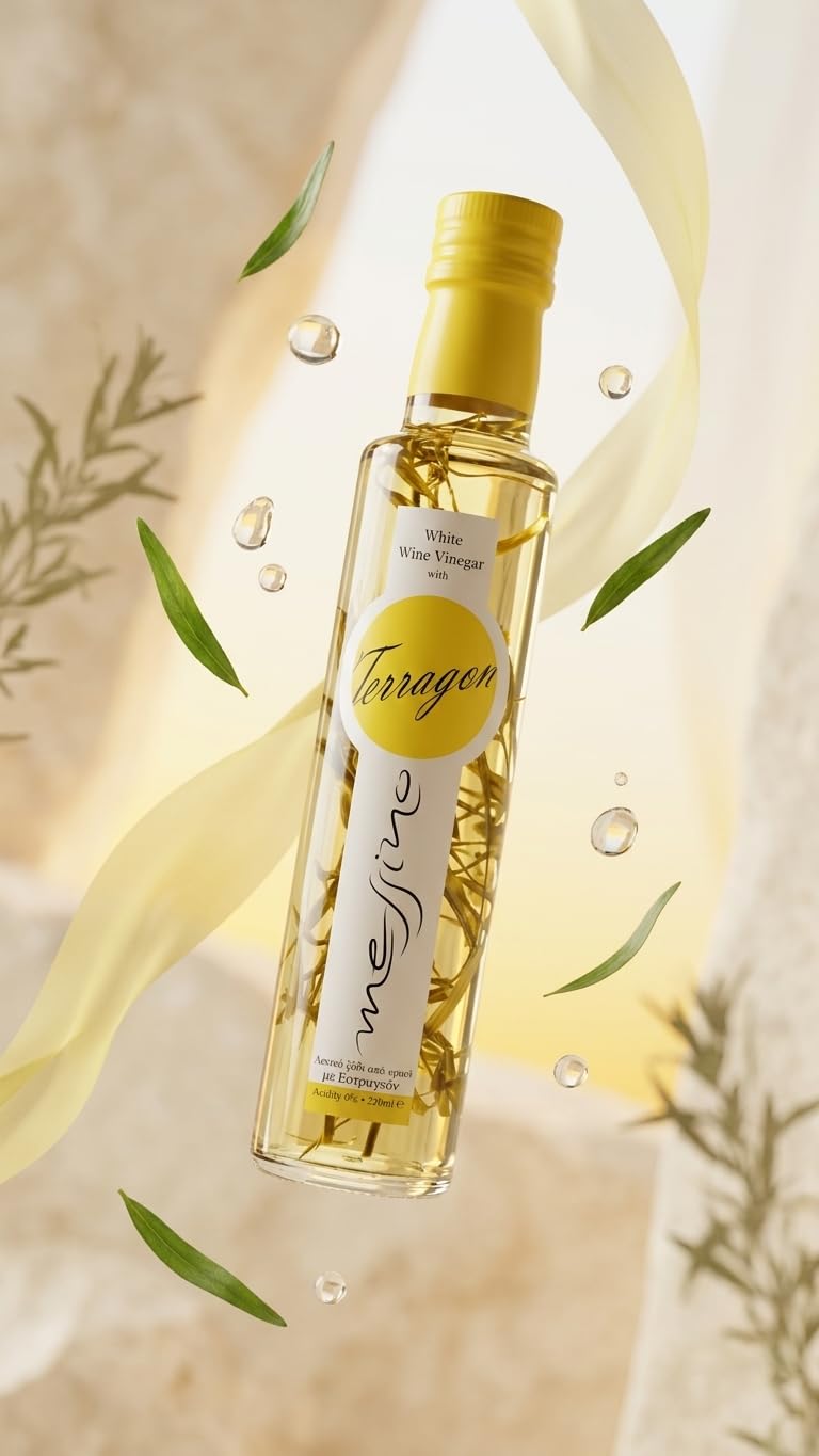 Messino Greek White Wine Vinegar with Tarragon - 2 x 250ml Bottles | Aromatic Herbal Flavour | Made in Greece 3