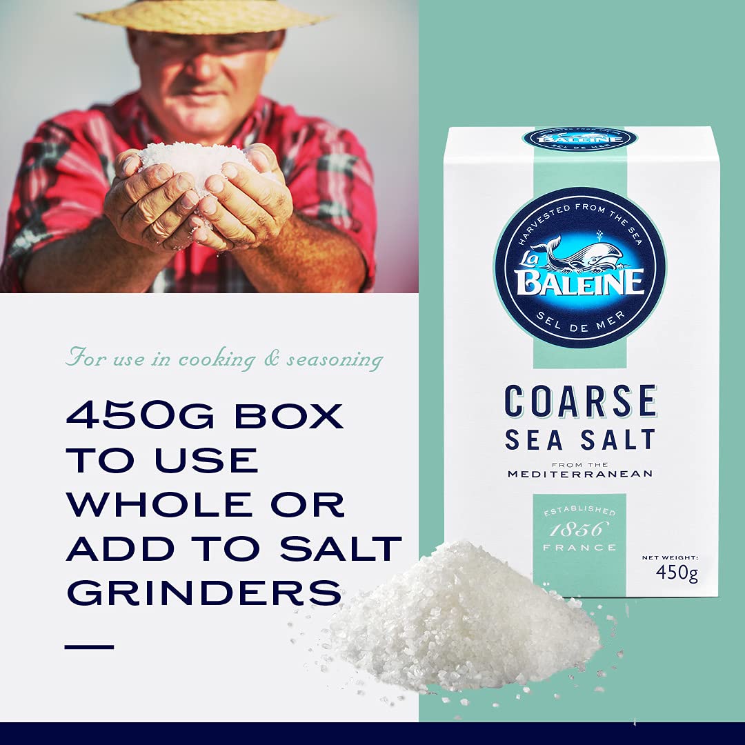 La Baleine Coarse Sea Salt - Ideal for Cooking & Salt Grinders | 900g Pack of 2