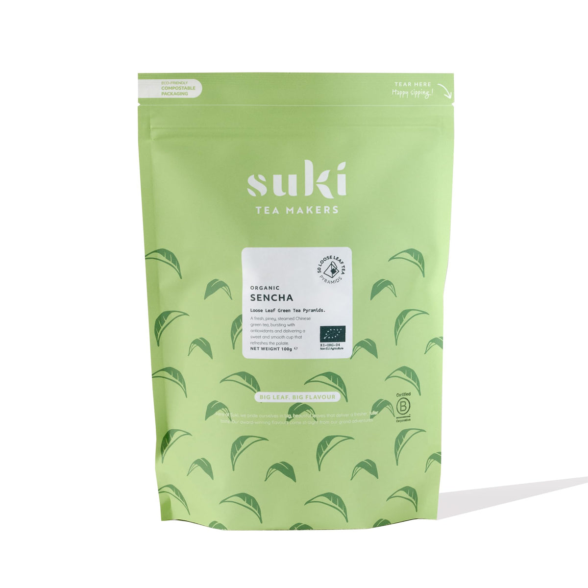 Suki Tea Organic Green Tea Sencha - 50 Pyramid Tea Bags | Antioxidant Properties | Eco-Friendly Packaging 1