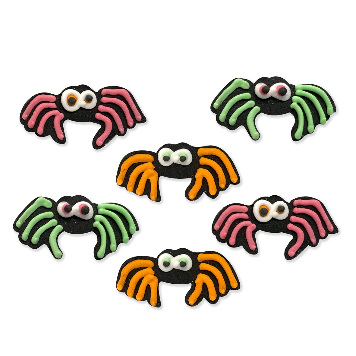 Anniversary House 6pcs Halloween Neon Spider Edible Cake Toppers - 4cm