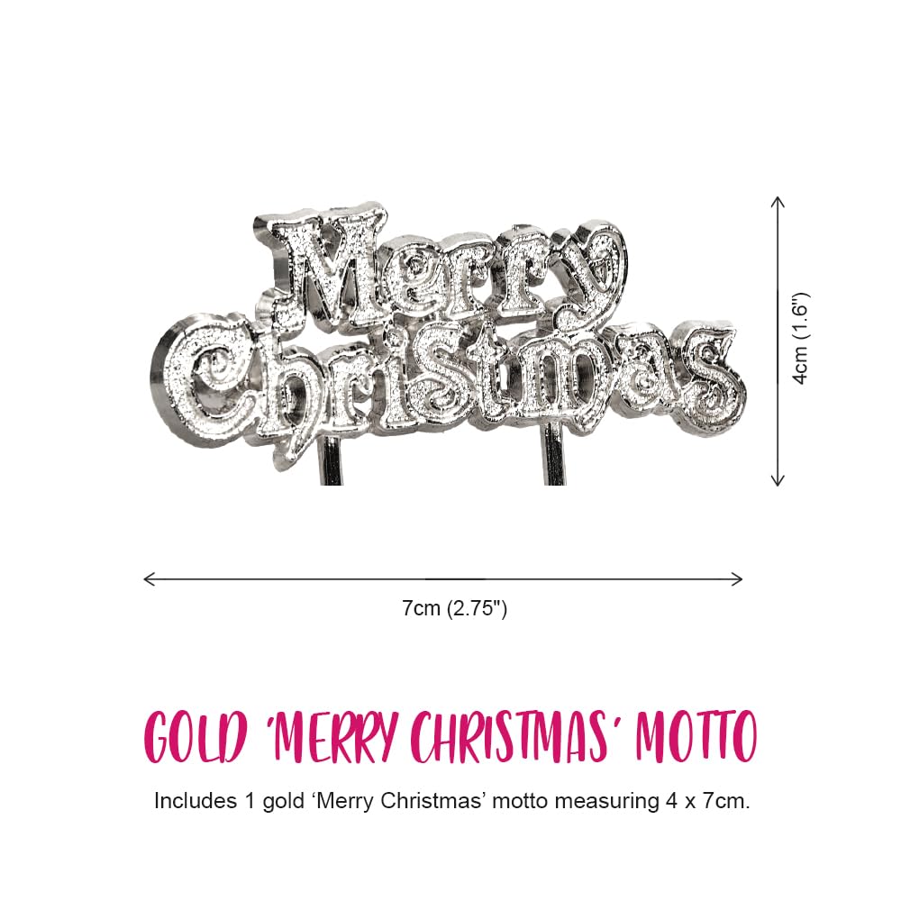 Anniversary House Merry Christmas Motto Cake Topper - Silver Finish | 4 x 7cm 3