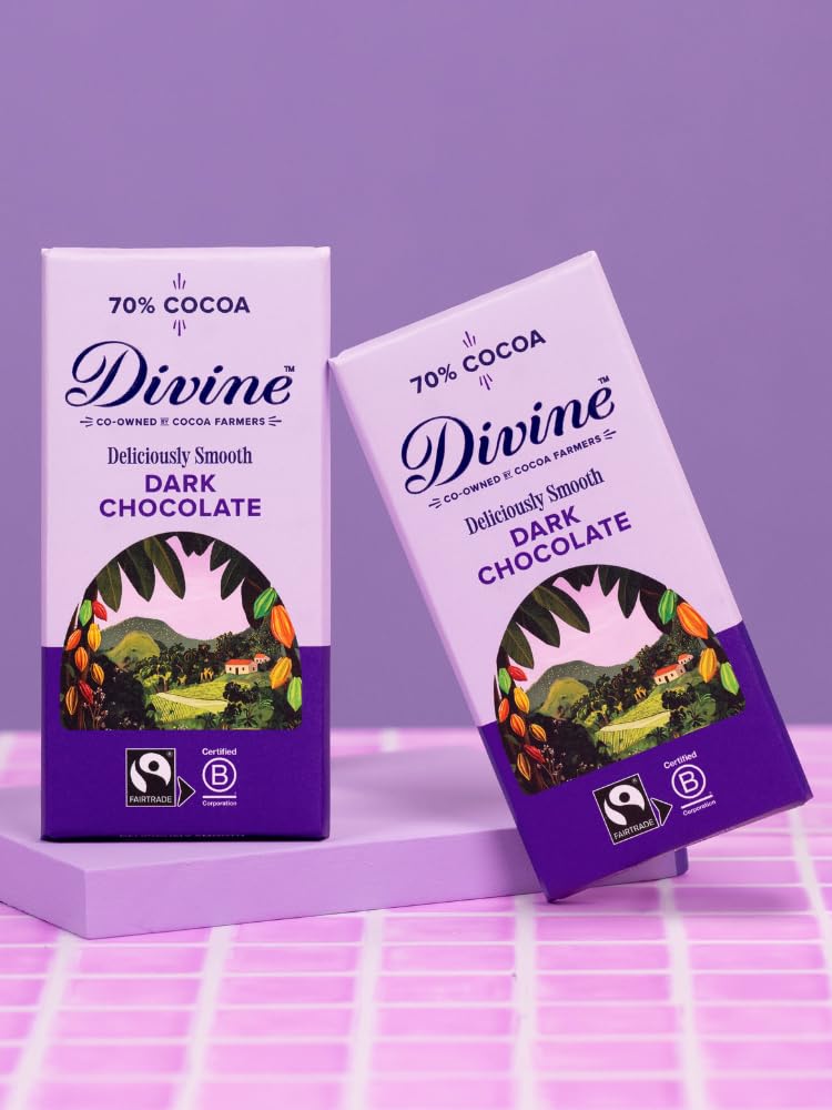 Divine 70% Cocoa Dark Chocolate Bars - 15 x 90g Bars | Fairtrade Certified | Made in Germany 4