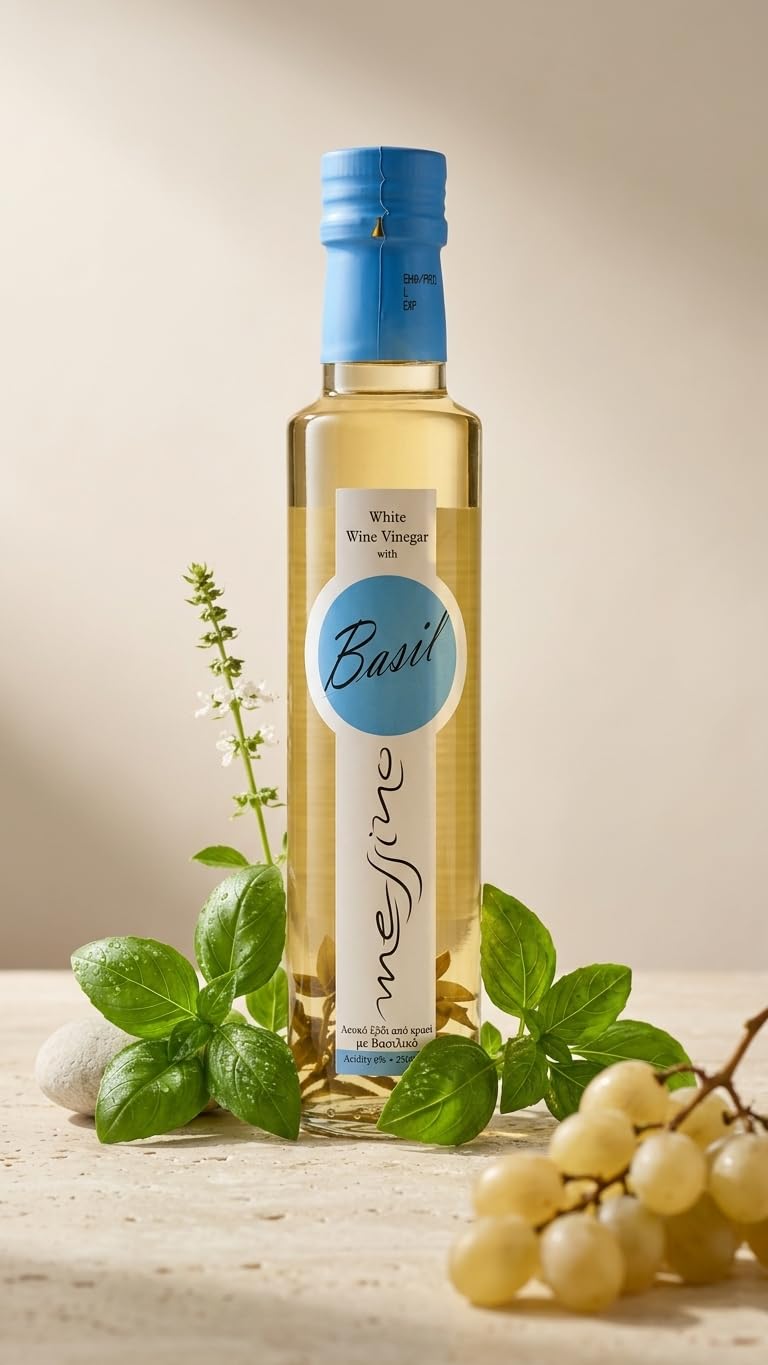 Messino Greek White Wine Vinegar with Basil - 2 x 250ml Bottles 8