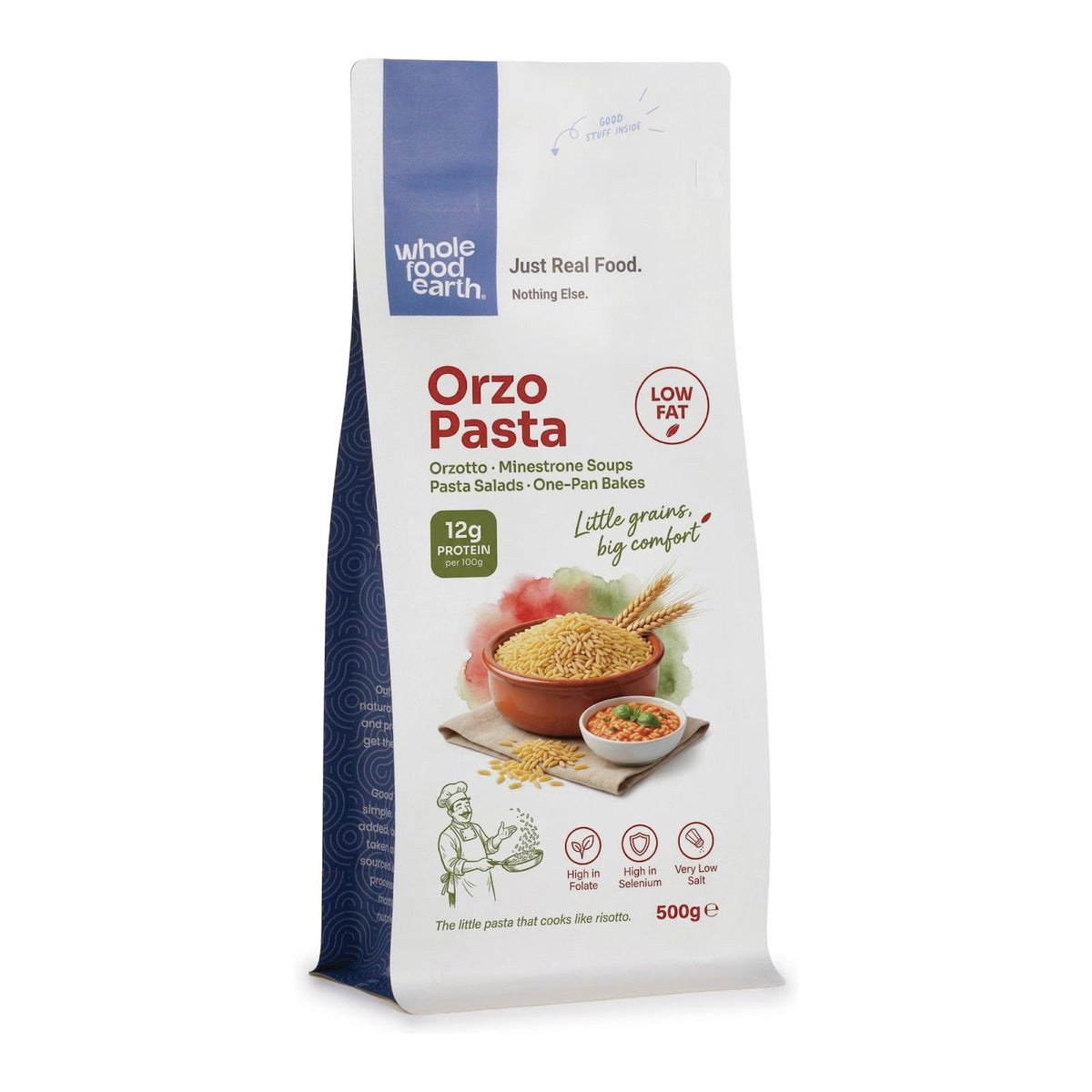 Wholefood Earth Orzo Pasta - 500g | GMO Free, Vegan Friendly