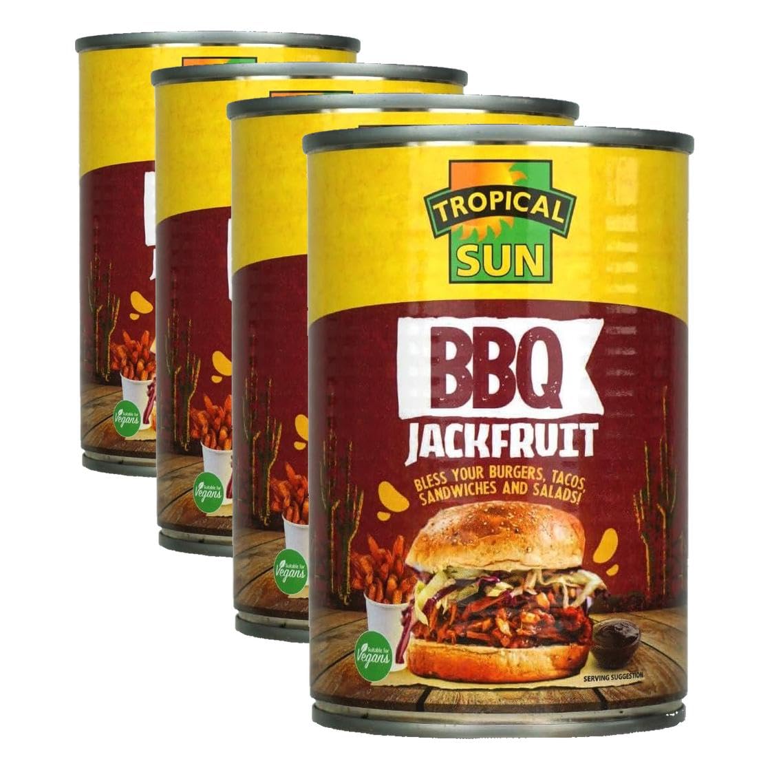 Tropical Sun Ready-to-Eat BBQ Jackfruit - 400g (Pack of 4) | Vegan & Vegetarian