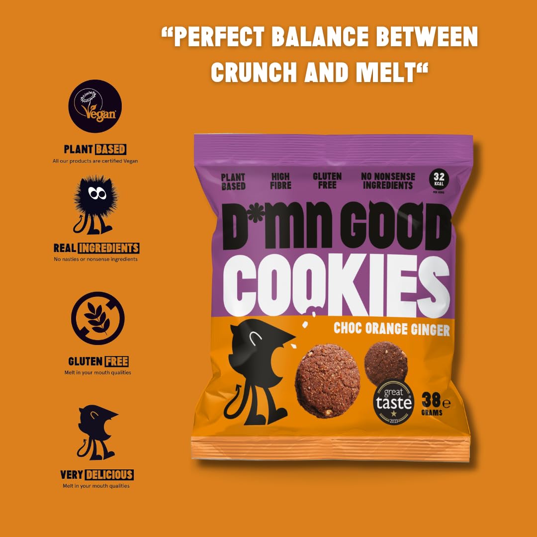 D*MN GOOD Ginger, Chocolate & Orange Cookies - Vegan, Gluten-Free | 12 Pack