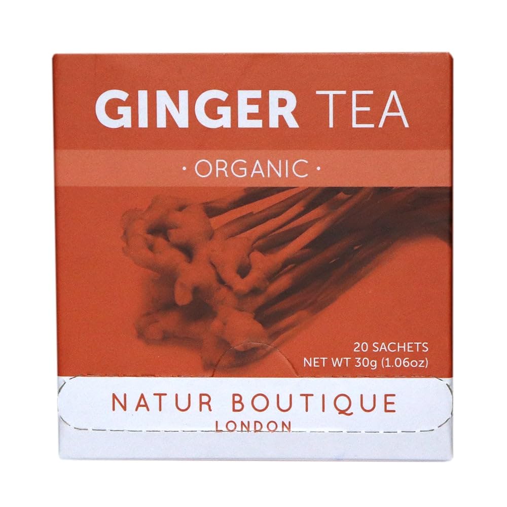 Natur Boutique Organic Ginger Tea - 20 Teabags | Pure Organic Ginger Root