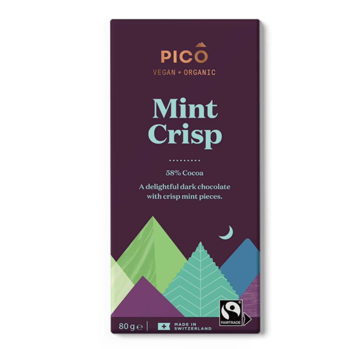 SOULFRESH Pico Chocolate Mint Crisp & Dark Chocolate Vegan Bars - 58% Cocoa | Organic | 80g 4