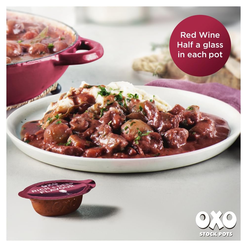 OXO Red Wine Stock Pots - Rich & Flavoursome Blend | 80g Pack | 4 x 20g Pots 8