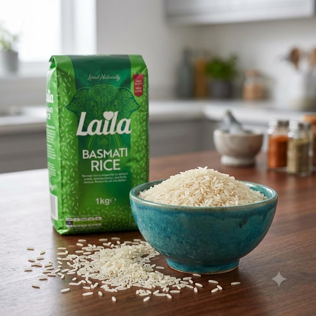Laila Pure Basmati Rice - 1kg Bag | Long Grain | Gluten-Free 2
