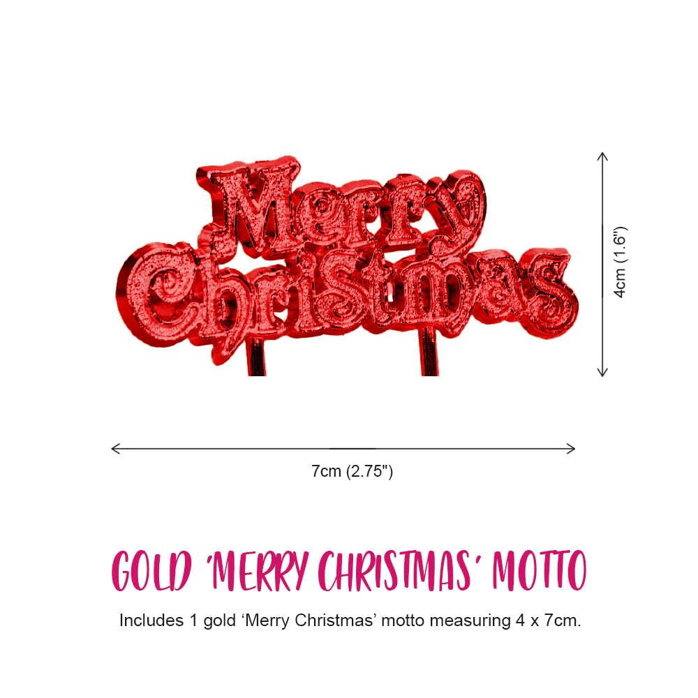 Anniversary House Merry Christmas Motto Cake Topper - Red, 4 x 7 cm 3