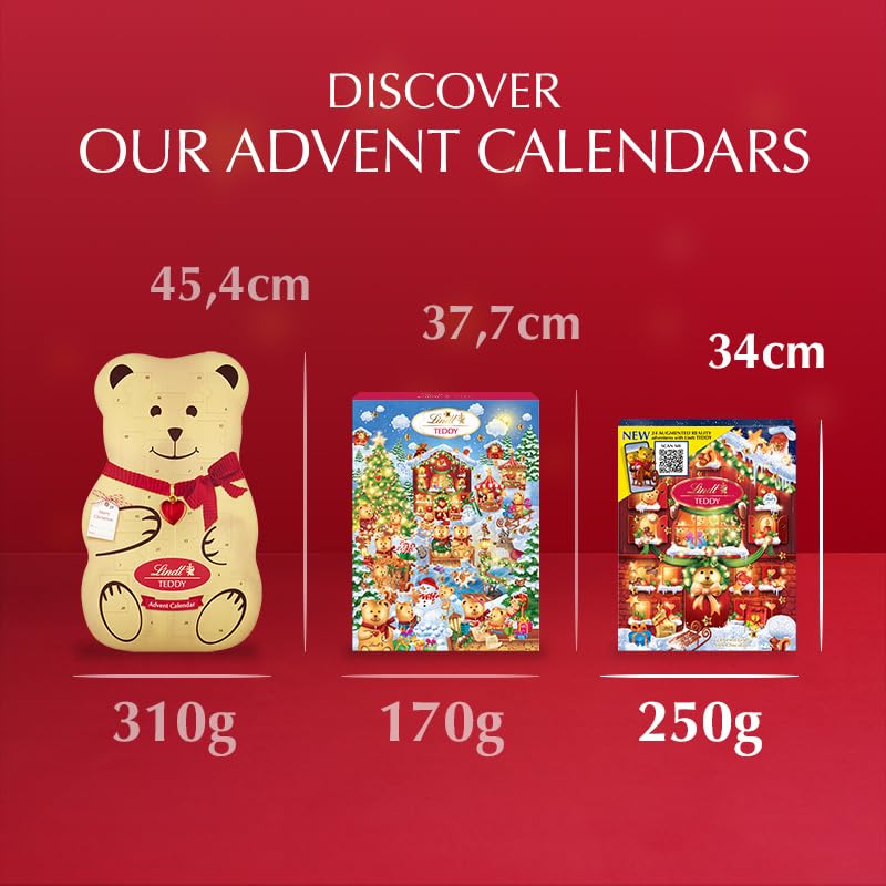 Lindt Teddy Advent Calendar - 24 Milk Chocolates | 250g 10