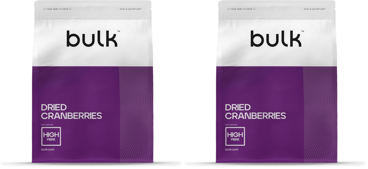 BULK POWDERS Dried Cranberries - 1kg (2 x 500g Packs) | High Fibre | Suitable for Vegetarians