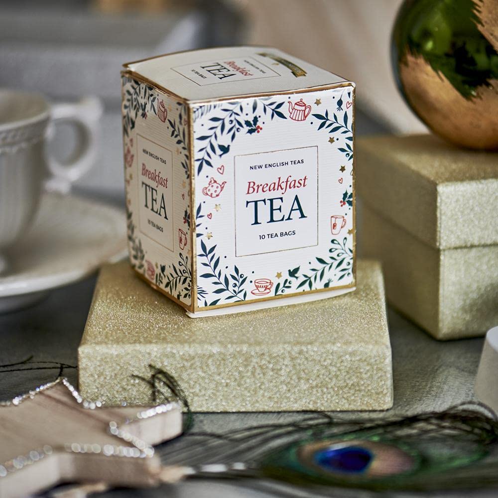 New English Teas White Christmas Tea Gift Box - 10 English Breakfast Teabags