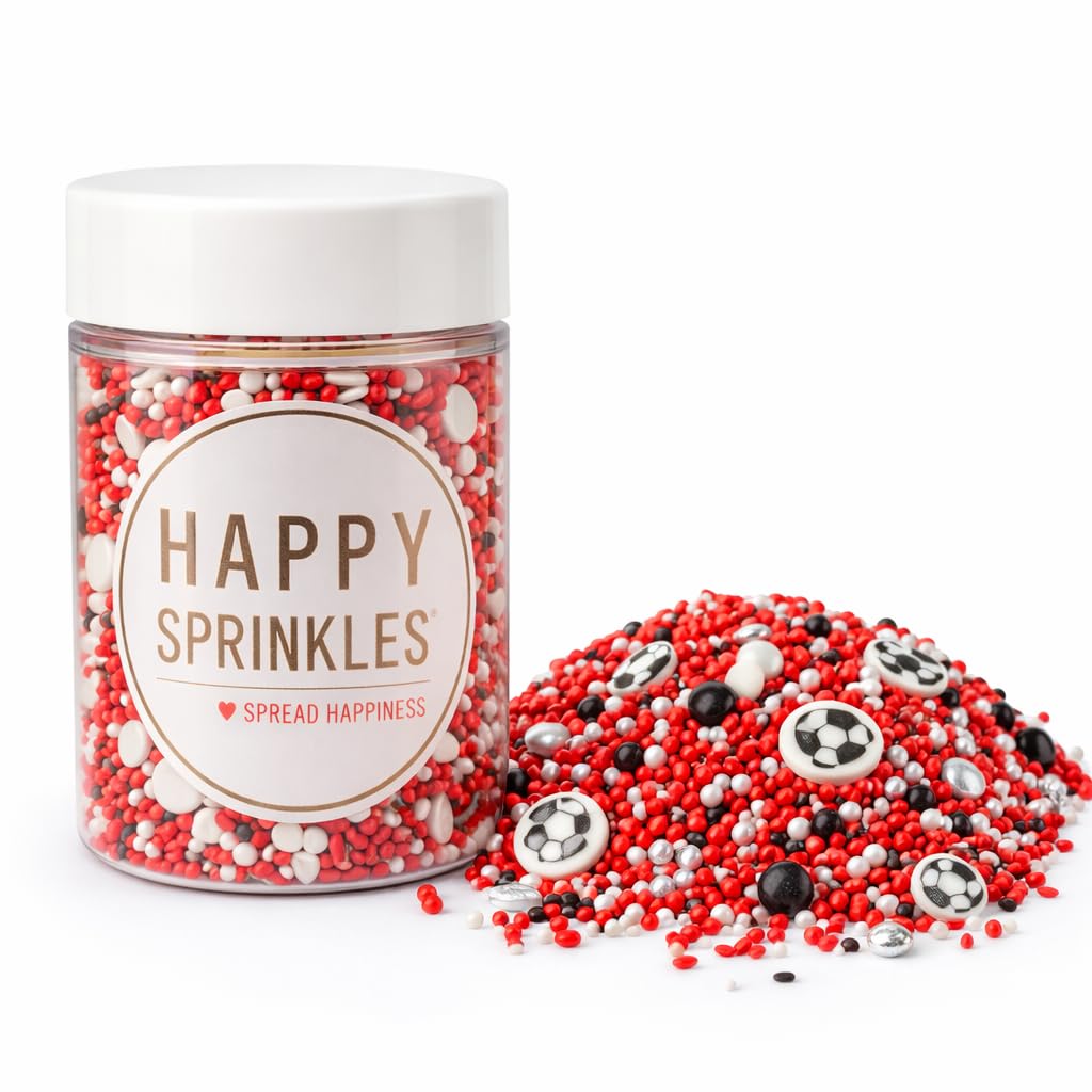 Happy Sprinkles Red Football Party Mix - Edible Cake Toppers | 90g 4