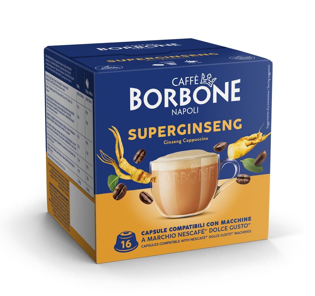 Caffè Borbone SuperGinseng Capsules - 64 Count | Dolce Gusto Compatible | Ginseng Coffee Blend