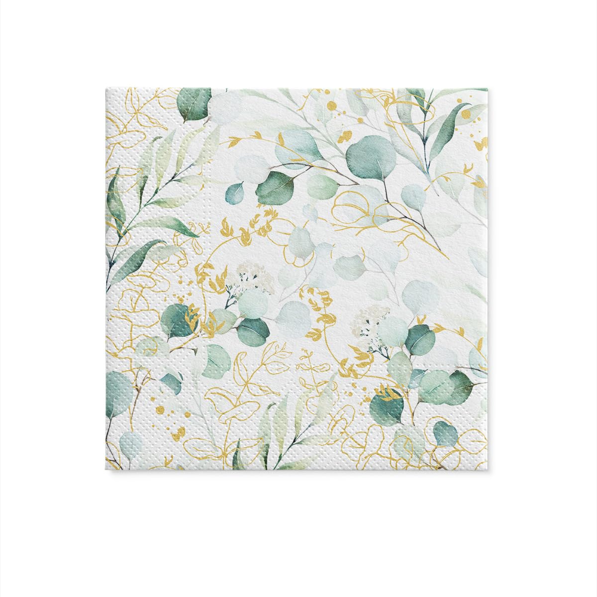 PAW Decor Collection Paper Napkins - Golden Eucaliptus Floral Pattern | 33 x 33 cm | 20 Pack 3