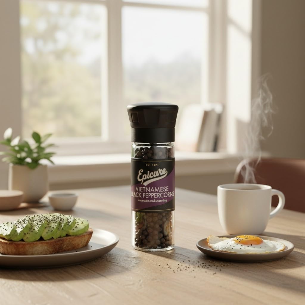 Epicure Vietnamese Black Peppercorns - 50g Grinders (Pack of 6) | Whole Peppercorns | Fresh Aroma & Flavor 4