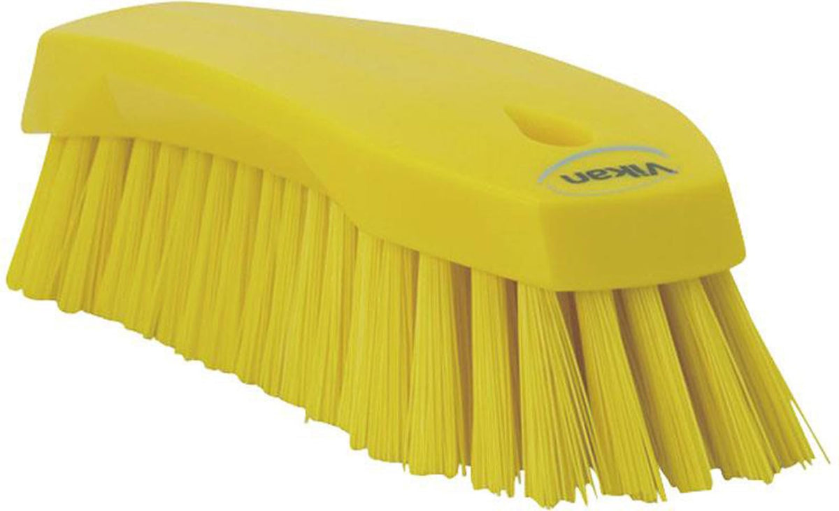 Vikan Hard Hand Brush - Yellow, Large (200mm) | Polypropylene