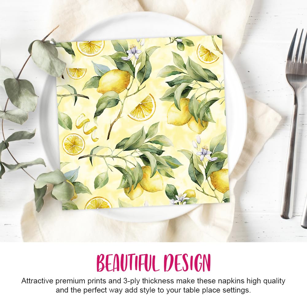 Anniversary House Tiflair Yellow Lemons Lunch Napkins - 3-Ply Paper, 13" x 13", 20 Count 3