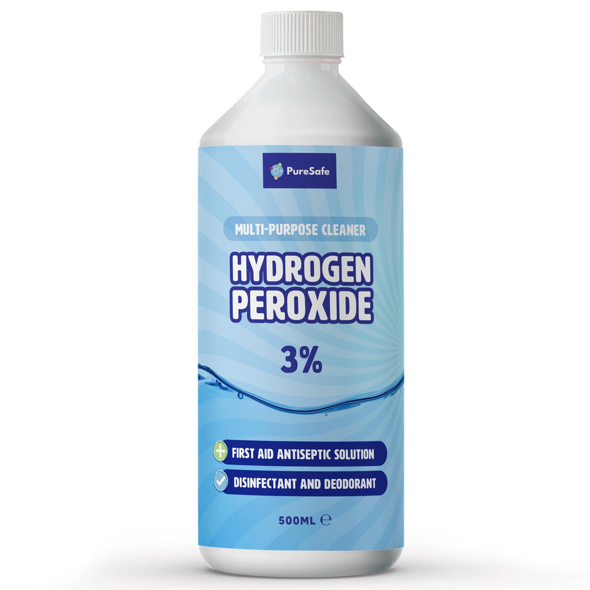 Pure Safe Hydrogen Peroxide 3% Solution - Multi-Surface Cleaner | 500ml | Made in UK 1