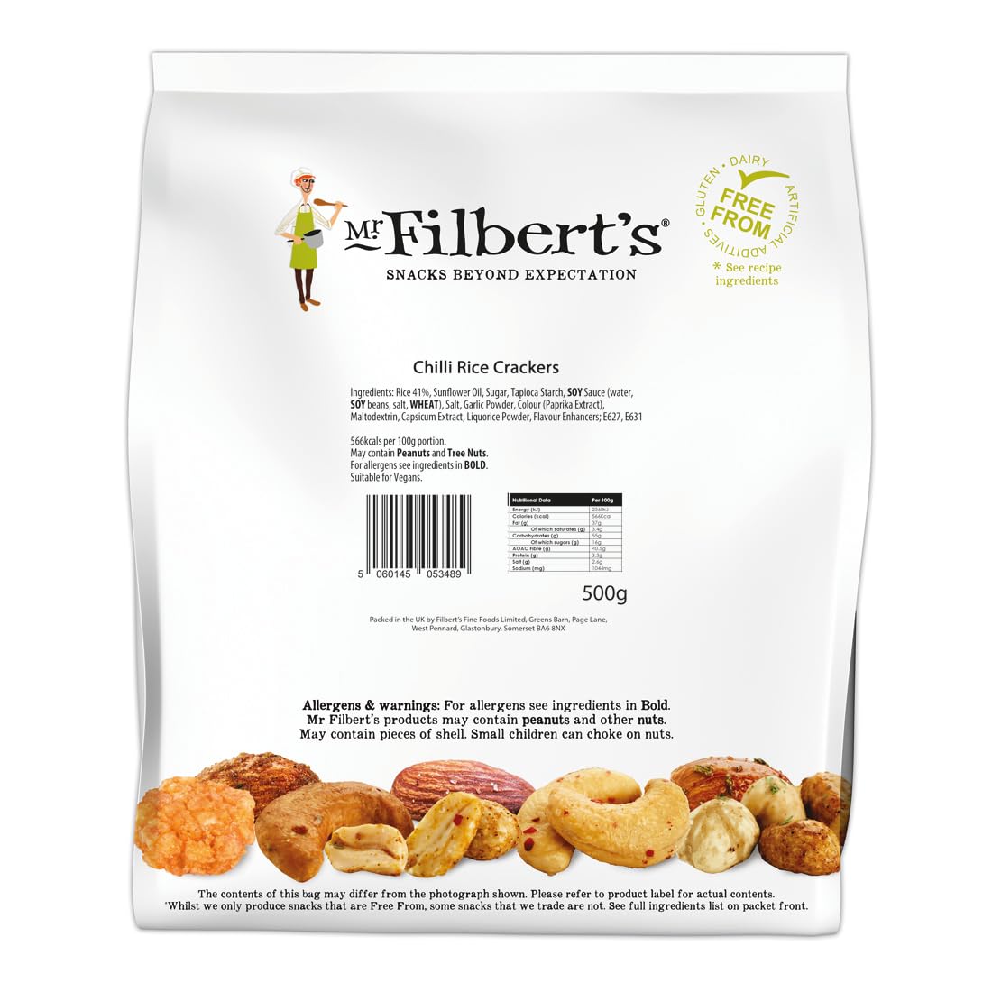 Mr Filbert's Chilli Rice Crackers - Spicy Chilli Flavour | 500g Bag | Palm Oil Free
