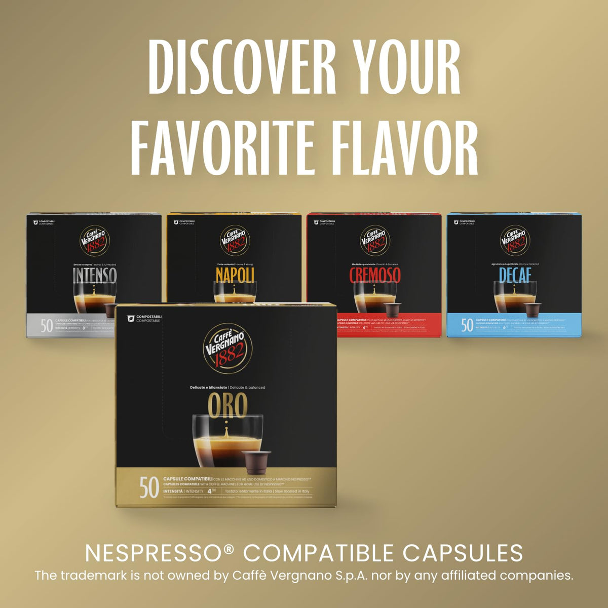 Caffè Vergnano 1882 Oro Nespresso Compatible Capsules - 50 Count, Compostable 2