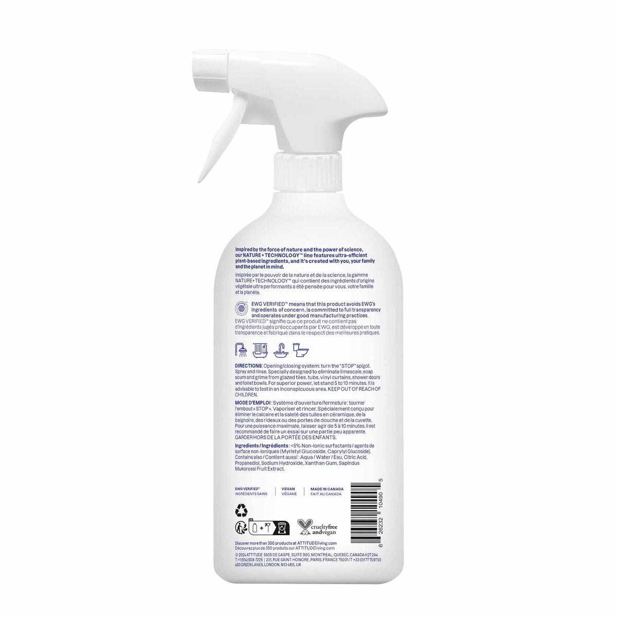 ATTITUDE Bathroom Cleaner Spray - EWG Verified, Plant-Based, Vegan, Streak-Free Shine (2 x 800 ml) 7