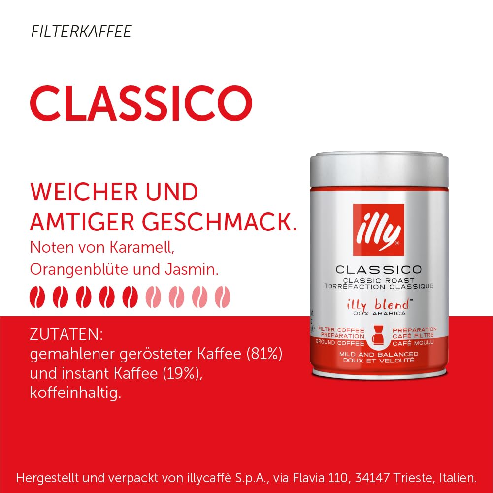 illy Classico Medium Roast Arabica Ground Coffee - 250g Bag (Pack of 3) 5