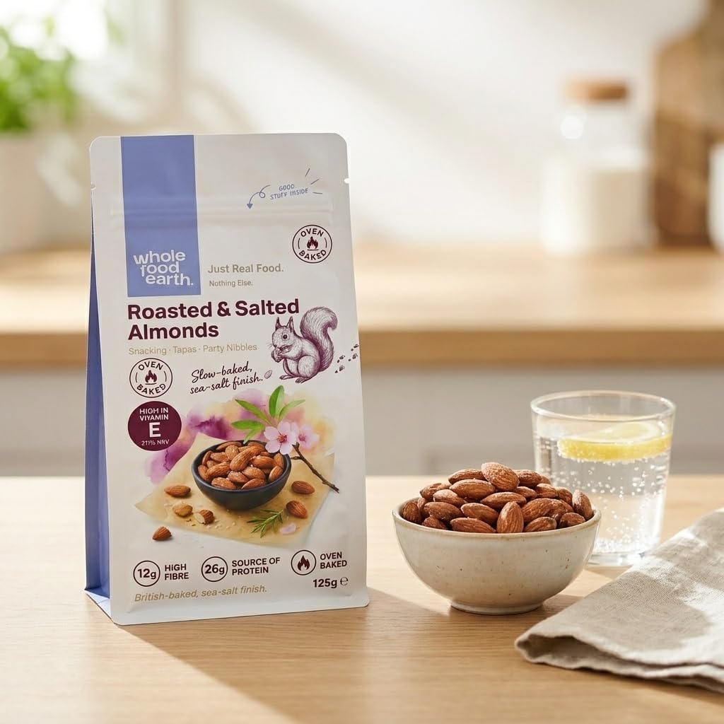 Wholefood Earth Roasted & Salted Almonds - Baked Not Fried | High Fibre | 125g 4