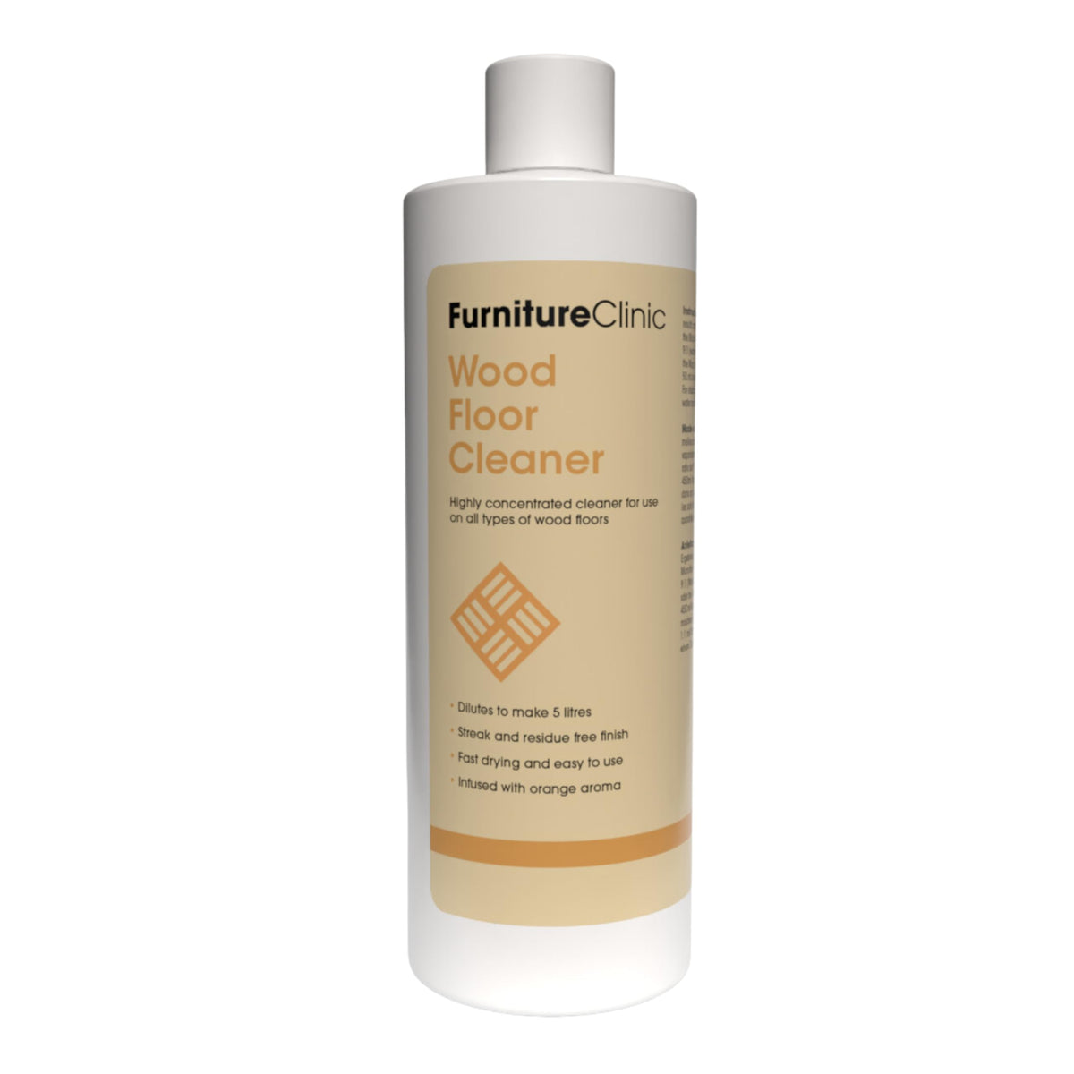 Furniture Clinic Wood Floor Cleaner - Concentrated Formula | 500ml Bottle Makes 5 Litres | Orange Scent