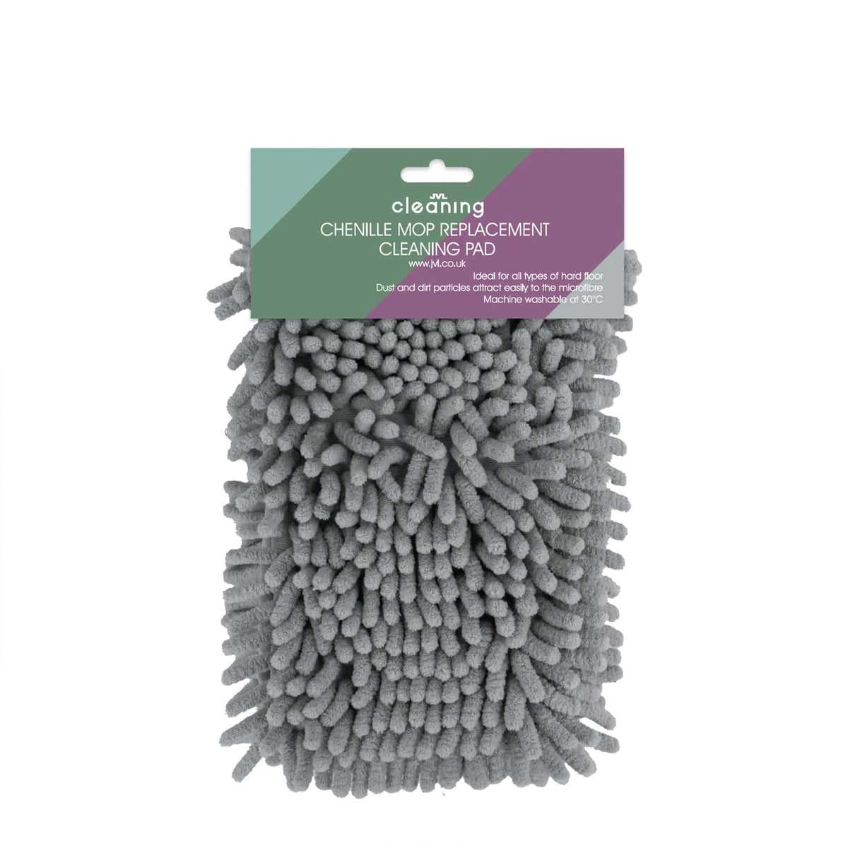 JVL Chenille Mop Replacement Pad - Machine Washable Microfibre Refill | Pack of 2 | Grey 4