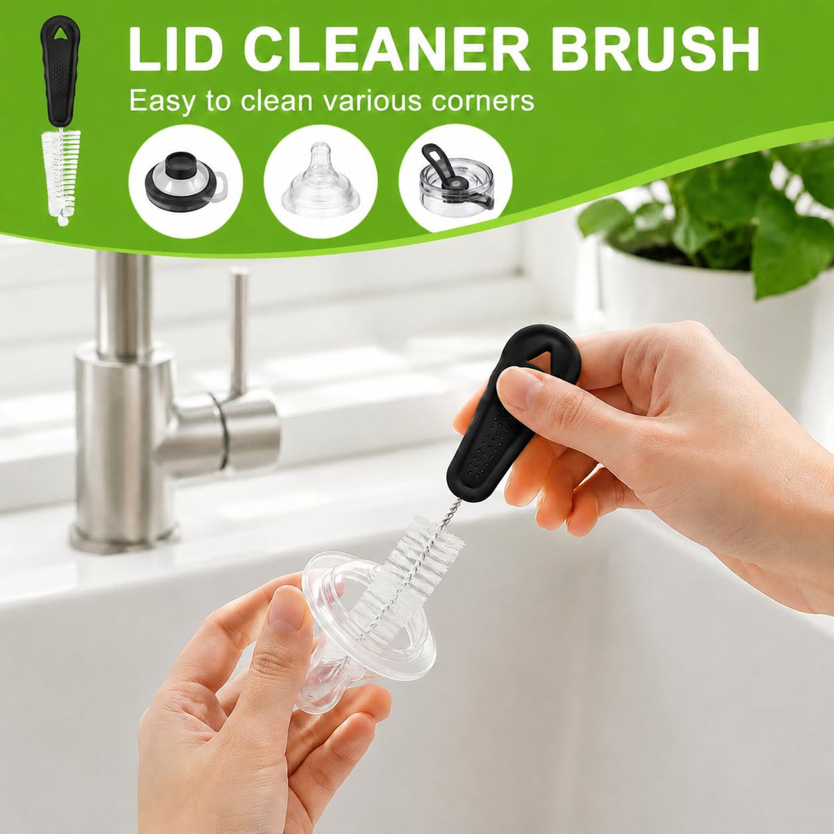 Admygo 3-in-1 Bottle Cleaning Brush Set - Long Handle, Straw & Lid Brushes Included 6