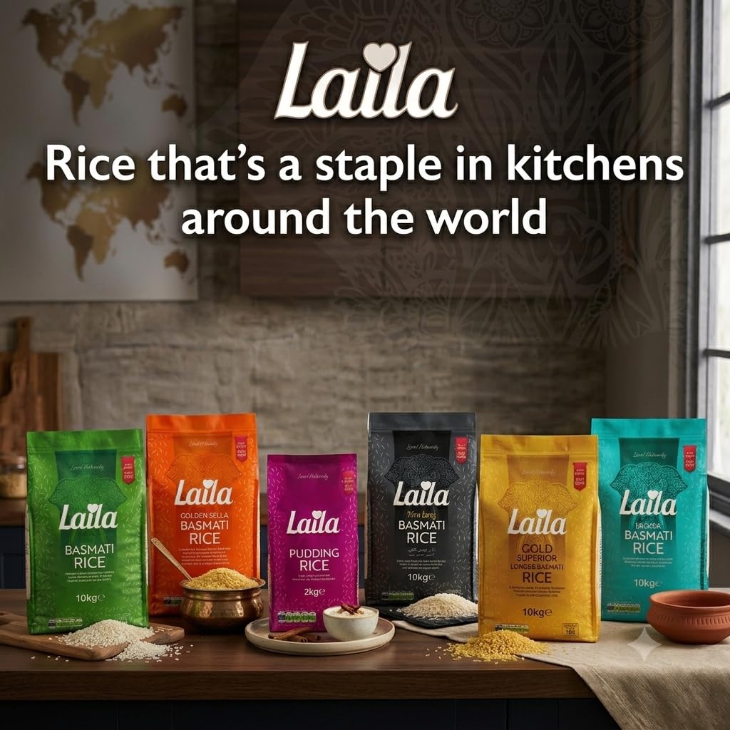 Laila Pure Basmati Rice - 1kg Bag | Long Grain | Gluten-Free 5